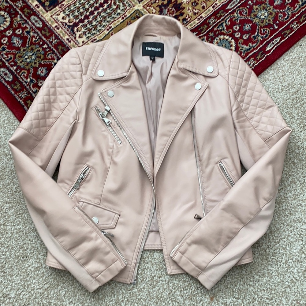 Express blush faux leather moto jacket XS